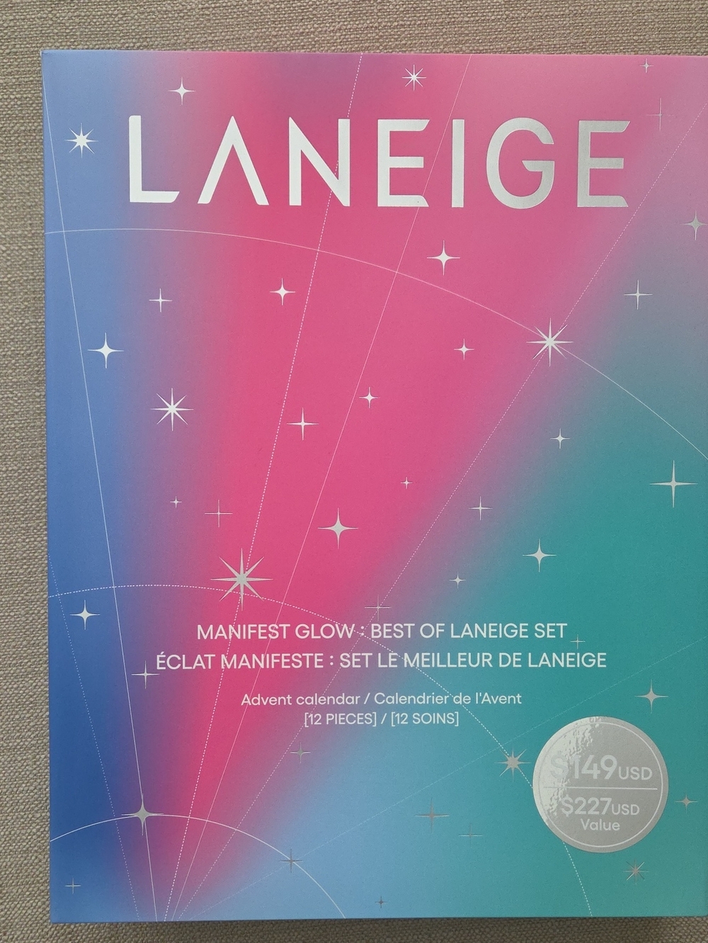 LANEIGE Pink Blue Green Gradient Manifest Glow Skincare Set Box
